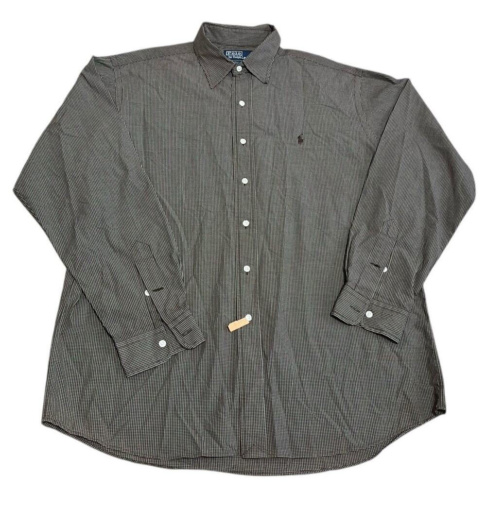 Polo Ralph Lauren Lowell Sport Shirt Men L Brown Plaid Button Down Long Sleeve
